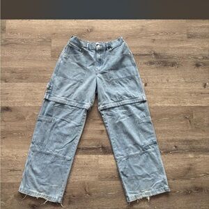 Forever 21 Washed Light Blue Straight-Leg Cargo Jeans